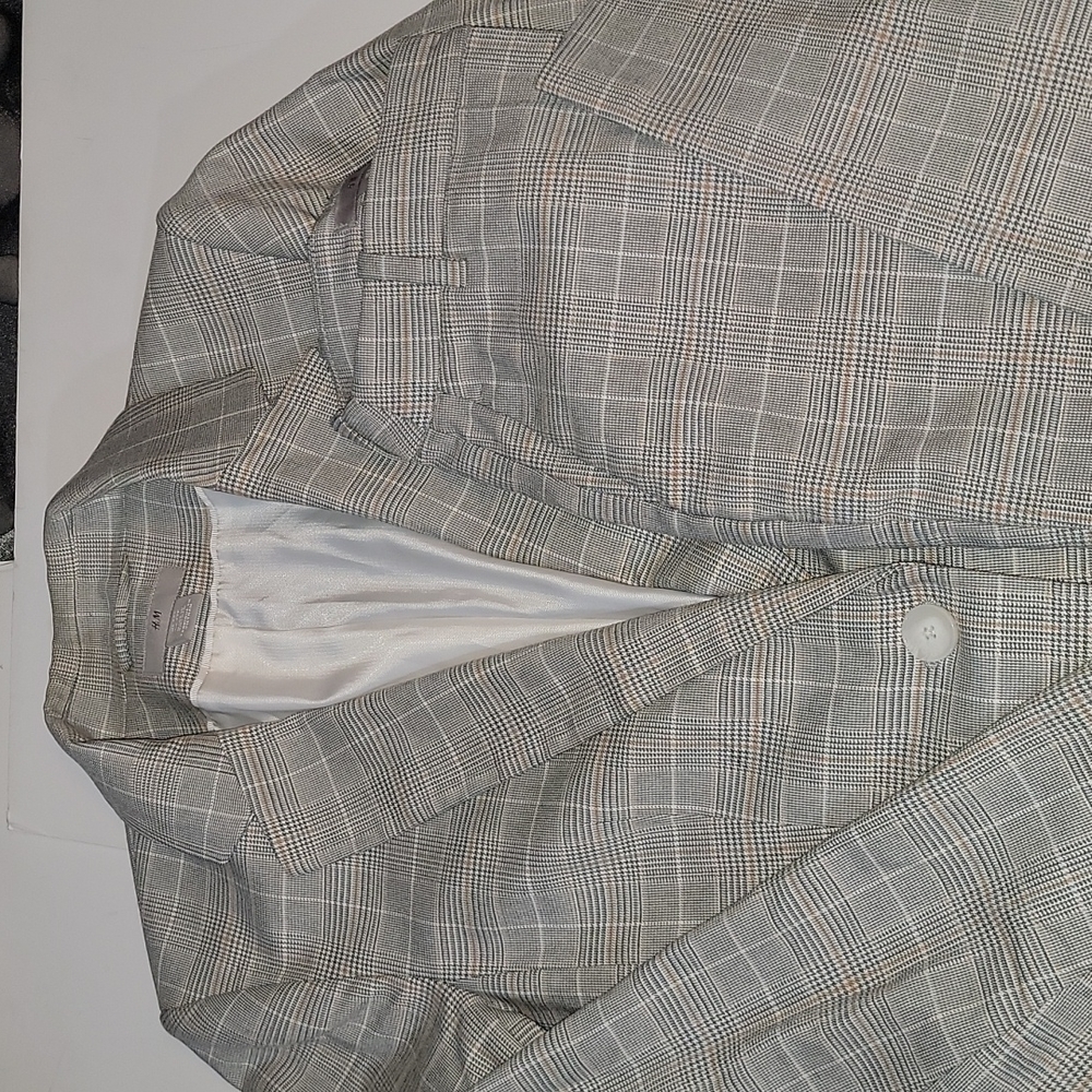 H&M Plaid Suit Gray Pants 2 Jacket XXS